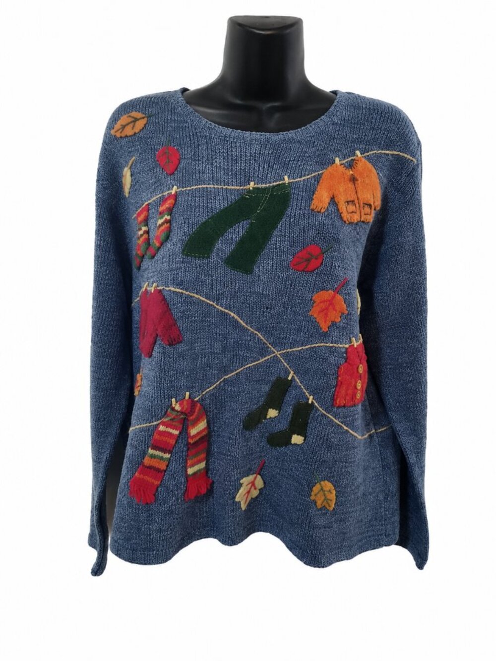 Northern Isles Fall Sweater Cottagecore Leaves Scenic Knit M/L